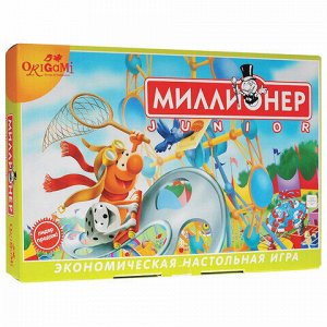 Игра настольная &quot;Миллионер Junior&quot;, игровое поле, карточки, банкноты, жетоны, ORIGAMI, 00110