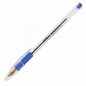 Ручка шариковая с грипом BIC "Cristal Grip", СИНЯЯ, корпус прозрачный, узел 1 мм, линия письма 0,32 мм, 889985