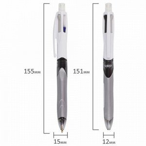 Ручка шариковая автоматическая с грипом BIC "4Colours 3 + 1 HB", 3 цвета (синий, черный, красный) + механический карандаш, 942104