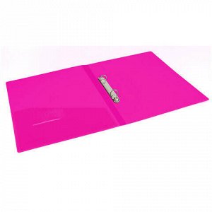 Папка на 2 кольцах BRAUBERG &quot;Neon&quot;, 25 мм, внутренний карман, неоновая розовая, до 170 листов, 0,7 мм, 227458