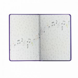 Дневник для музыкальной школы 48 л., обложка кожзам твердая, тиснение фольга, BRAUBERG, фиолетовый, 105499