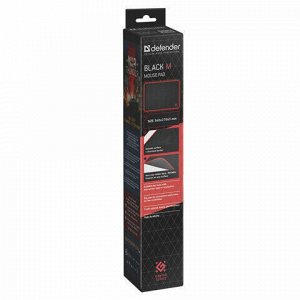 Коврик для мыши игровой DEFENDER Black M, ткань + резина, 360x270x3 мм, черный, 50560