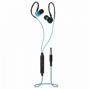 Наушники с микрофоном (гарнитура) вкладыши DEFENDER OutFit W770, проводные,1,5 м, черные с голубым, 63771