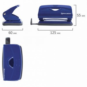 Дырокол металлический BRAUBERG "Universal+", до 10 листов, ассорти (синий /черный), 222524