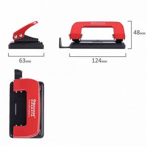 Дырокол металлический ОФИСНАЯ ПЛАНЕТА, до 10 листов, красный, 222561