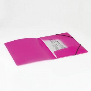 Папка на резинках BRAUBERG &quot;Neon&quot;, неоновая, розовая, до 300 листов, 0,5 мм, 227462