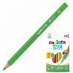 Карандаши цветные утолщенные CARIOCA "Tita Maxi", 12 цветов, пластиковые, шестигранные, 5 мм, 42789