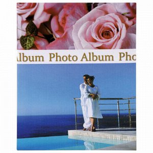 Фотоальбом BRAUBERG на 304 фотографии 10х15 см, твердая обложка, &quot;Романтика&quot;, голубой с розовым, 390675