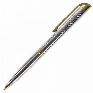 Ручка подарочная шариковая GALANT &quot;Barendorf&quot;, корпус серебристый с гравировкой, золотистые детали, пишущий узел 0,7 мм, синяя, 141011