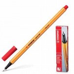 Ручка капиллярная (линер) STABILO &quot;Point&quot;, КРАСНАЯ, корпус оранжевый, толщина письма 0,4 мм, 88/40