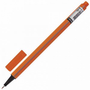 Ручка капиллярная (линер) BRAUBERG &quot;Aero&quot;, ОРАНЖЕВАЯ, трехгранная, металлический наконечник, линия письма 0,4 мм, 142249
