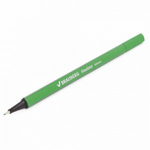 Ручка капиллярная (линер) BRAUBERG &quot;Aero&quot;, СВЕТЛО-ЗЕЛЕНАЯ, трехгранная, металлический наконечник, линия письма 0,4 мм, 142250