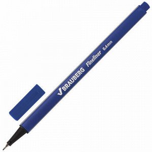 Ручка капиллярная (линер) BRAUBERG &quot;Aero&quot;, СИНЯЯ, трехгранная, металлический наконечник, линия письма 0,4 мм, 142253