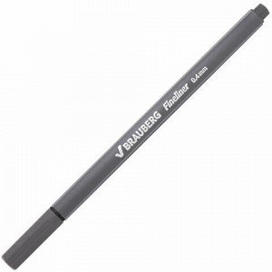 Ручка капиллярная (линер) BRAUBERG &quot;Aero&quot;, СЕРАЯ, трехгранная, металлический наконечник, линия письма 0,4 мм, 142258