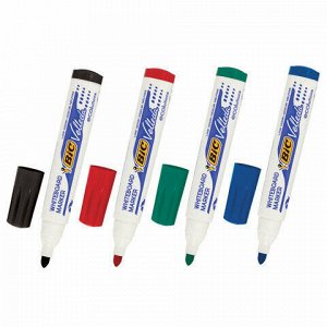 Маркеры стираемые для белой доски НАБОР 4 ЦВЕТА, BIC "Velleda", 1,4-5 мм, 904941