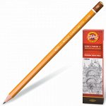 Карандаш чернографитный KOH-I-NOOR 1500, 1 шт., 6B, без резинки, корпус желтый, заточенный, 150006B01170RU