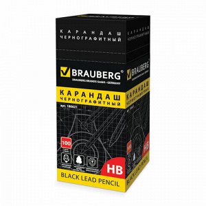 Карандаш чернографитный BRAUBERG, 1 шт., &quot;Touch line&quot;, НВ, без резинки, корпус черный, заточенный, 180621