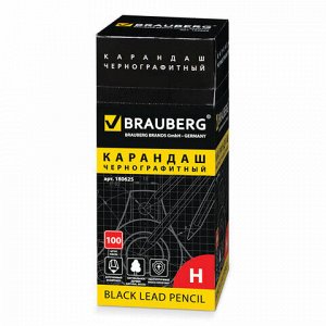 Карандаш чернографитный BRAUBERG, 1 шт., "Touch line", Н, без резинки, корпус черный, заточенный, 180625