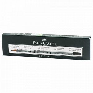 Карандаш чернографитный FABER-CASTELL, 1 шт., "Grip 2001", B, трехгранный, с резинкой, 117201