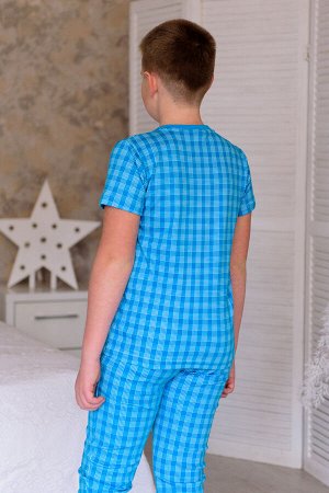 Пижама подростковая футболка, брюки из интерлока бирюза