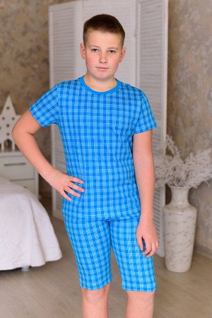 Пижама подростковая из футболки и бридж из интерлока бирюза