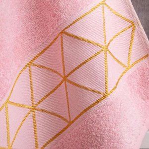 Полотенце махровое "Ромбы" розовое 30х70 см, 100% хл, 370гр/м2