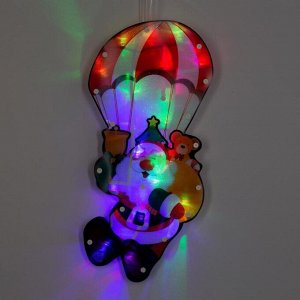 Светодиодная фигура «Дед Мороз на парашюте» 19 ? 42 см, пластик, 220 В, свечение мульти (RG/RB)