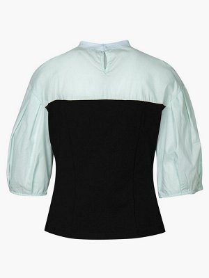 Блузка прилегающего силуэта  Цвет:черный/мята