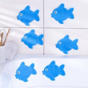 Набор мини-ковриков для ванны «Рыбка», 11?12 см, 6 шт, цвет МИКС