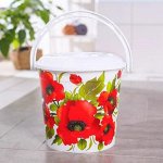 Ведро с крышкой «Красные маки», 10 л