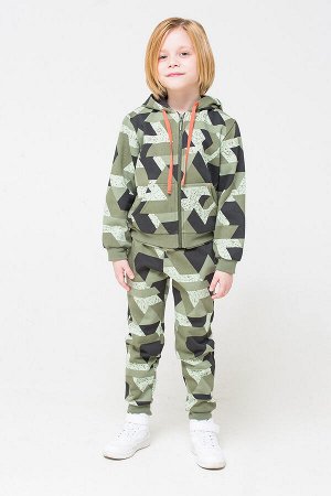 Куртка для мальчика Crockid К 301144 темно-оливковый, геометрия к1255