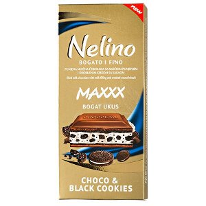 шоколад Nelino Choco & Black Cookies 80 г 1уп.х 40шт
