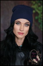 Удлиненная шапка с вуалью (т.синяя)