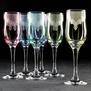 Набор бокалов для шампанского «Крокус», 200 мл, гравировка, 6 шт