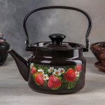 Чайник цилиндрический, 2 л, цвет коричневый, деколь МИКС