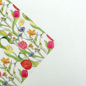 Бумага упаковочная глянцевая  «Тюльпаны на 8 марта», 70 ? 100 см