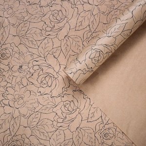 Бумага упаковочная крафтовая «Цветы», 70 ? 100 см