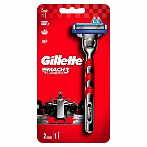 GILLETTE® MACH3 Turbo 3D Бритва с 2 сменными кассетами Red