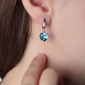 Серьги из серебра с фианитом синт. и стеклом 200-1077-T