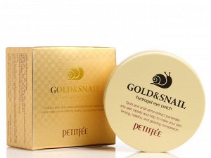Petitfee Gold & Snail Hydrogel Eye Patch Высокоэффективные Гидрогелевые патчи с муцином улитки и коллоидным золотом