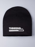 Шапка трикотажная для мальчика формы лопата, thinking, черный