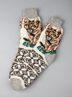 Носки шерстяные мужские, рысь, молочный