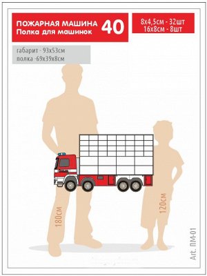 Полка пожарная машина big 8см - 40 мест 80х45 и 160х80 с покраской