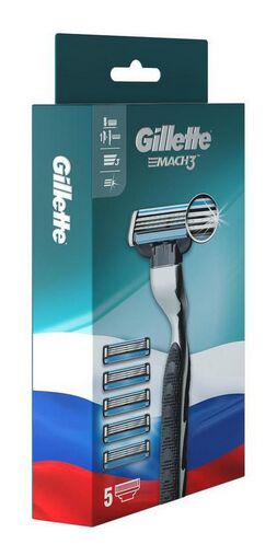 GILLETTE® MACH3 Бритва с 1 сменной кассетой  + GIL  MACH3 Cменные кассеты для бритья 4шт