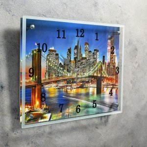 Часы настенные, серия: Город, "Ночной город и архитектура", 30х40  см, в ассортименте