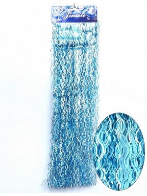 Дождик мелкая волна сатин 13 х 50 см цвет голубой HS-18-9