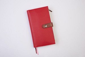 Ежедневник-органайзер (красный) (искусств. кожа, обложка на заклепке, сменный внутренний блок, отделение под карты и ручку)