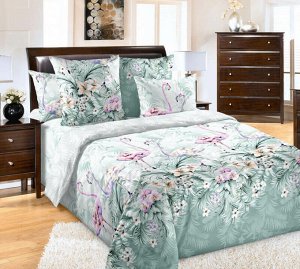 Комплект постельного белья 1,5-спальный, бязь "Люкс"(220) (Фламинго, зеленый)
