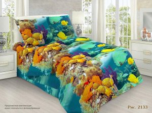 Комплект постельного белья 1,5-спальный, бязь "Люкс" (Коралловые рифы 3 D)