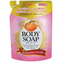 Крем-мыло для тела "Wins Body Soap peach" с экстрактом листьев персика и богатым ароматом (мягкая упаковка) 400 мл / 20